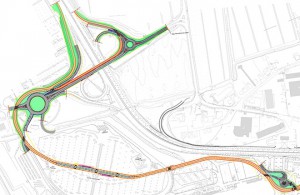 Plan des aménagements de surface du TCSP dans le secteur de l'aéroport